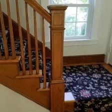 Dustless sanding staircase handrail glen rock nj before2